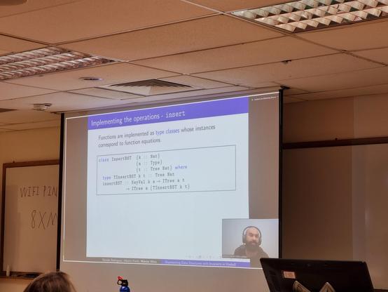 Marcos Viera presenting insertBST at the type level.