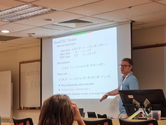 Jeremy Siek presenting some syntax rules.