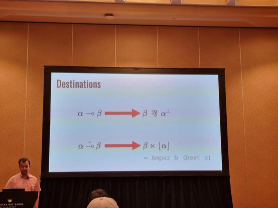 Destinations slide: Linear logic lets you talk about destinations as holes.