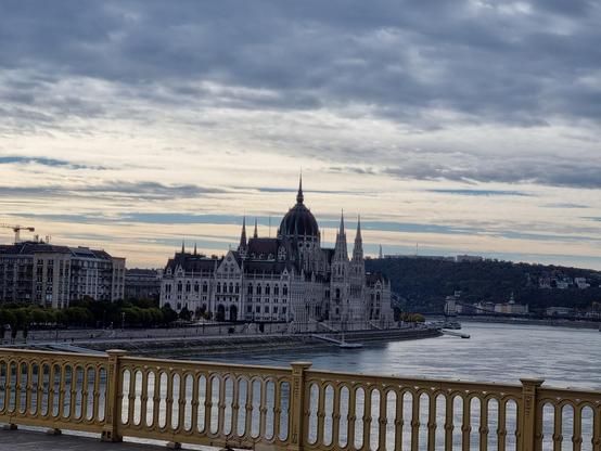The view from Margaret bridge towards the Hungarian parliament.